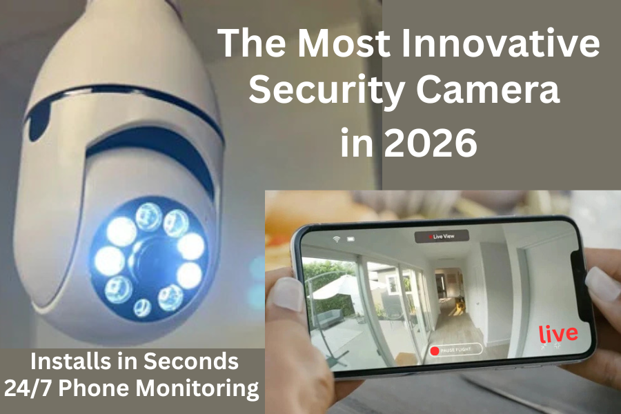 Light socket security camera with live phone view